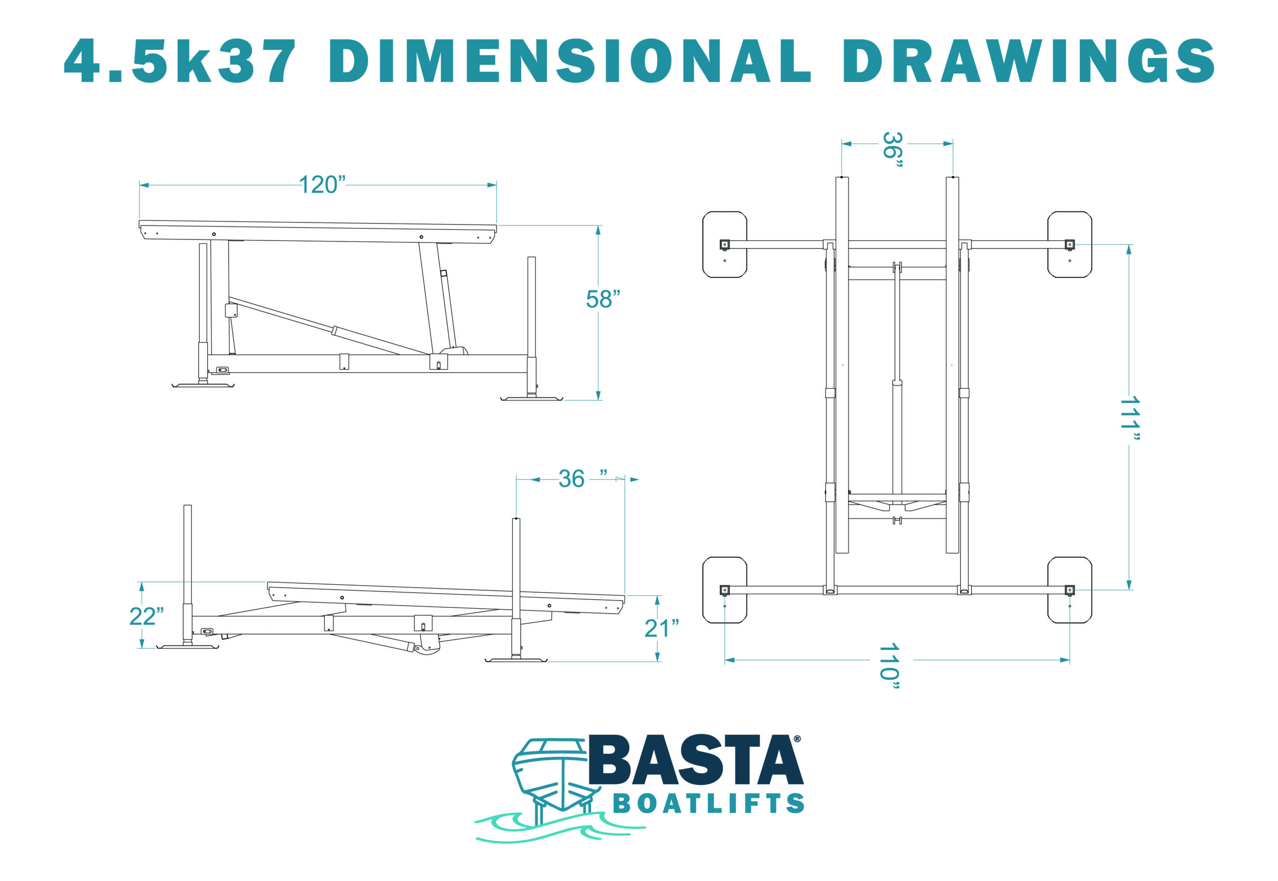 BASTA 4,500 lb aluminum boat lift